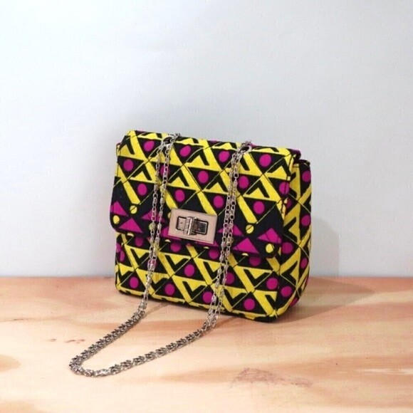 Minimalist Mini‎ Bag Purse Clutch Yellow and Fuschia - Picture 3 of 6